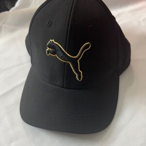 Mens Puma Black Hat with Gold Emblem
